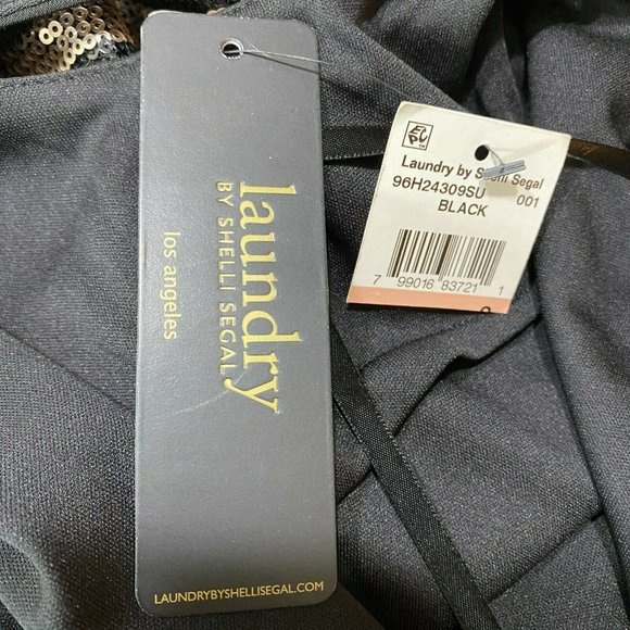 Laundry by Shelli Segal Dress 2 Sequin Shift Metallic Striped Cocktail Party New - Picture 9 of 10